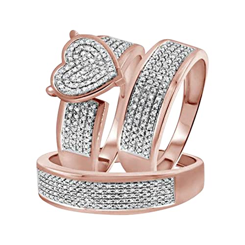 Stacheldrahtring Damen Funkelnder Diamant Volldiamant Doppel Diamant Set Ring Versprechen Ring Set Zirkonia Ring Verlobungsring Zweiteiliges Set Chunky Ringe Größe 9, 7, Metall, Kein Edelstein von hahuha