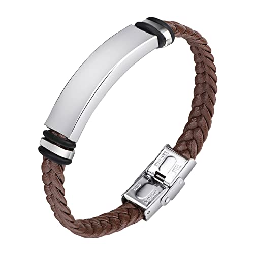 hahuha Birnenförmige Halskette Herren Geflochtene Link Edelstahl Kette Armband Uhren für Mann (Braun, Einheitsgröße) von hahuha