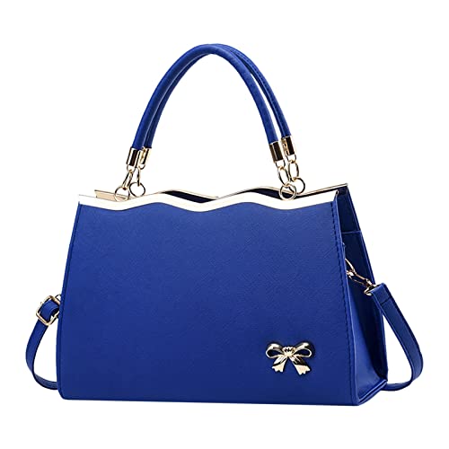 hahuha Bubble Waffel Taschen Frauen Taschen Taschen Damen Trendy Bow Fashion Sport Messenger Schulter Handtasche Taschen Bemalen Für Kinder (Blue, One Size) von hahuha