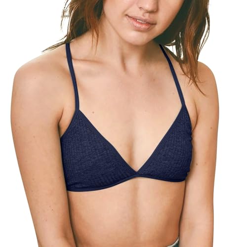 hahuha Damen Thread Triangle Bra Wireless Lightly Lined Bralette Top Beauty Back Out Bras Thin Bras for Women, dunkelblau, L von hahuha