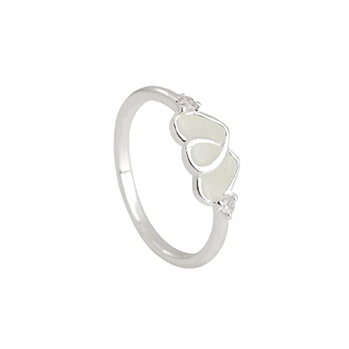 hahuha Große Ringe für Männer Doppel Herzform Zirkon Ring Leuchtend Liebe Ring Mädchen Ringe für Frauen Größe 8, SL1, A von hahuha