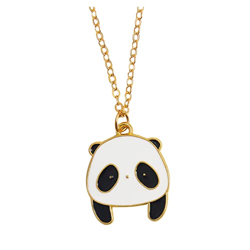 hahuha Herren Schmuck Mode Einfache Cartoon Panda Halskette Schwester Anzug Edelstahl Halskette Schlüsselbein Kette Kurz Anhänger Halskette für Frauen Gaudy Halskette, B, Einheitsgröße von hahuha