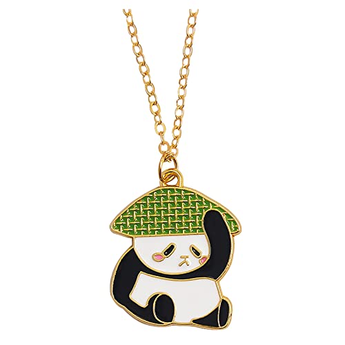 hahuha Herren Schmuck Mode Einfache Cartoon Panda Halskette Schwester Anzug Edelstahl Halskette Schlüsselbein Kette Kurz Anhänger Halskette für Frauen Gaudy Halskette, a, Einheitsgröße von hahuha