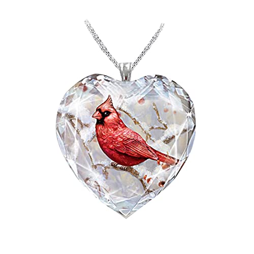 hahuha Herz Schmuck Glas Vogel geformt Kristall Halskette Memorial für Frauen Geschenk Anhänger Halsketten Anhänger Halskette mit Anhänger (rot, Einheitsgröße), rot, Einheitsgröße von hahuha