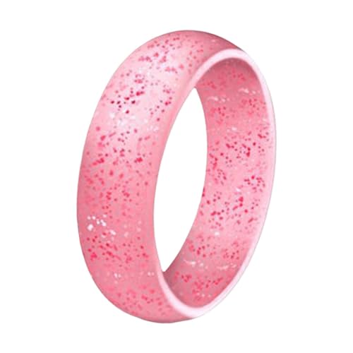 hahuha Modischer Ring, 5,7 mm, Silikonring, europäischer und amerikanischer Damenschmuck, Paarring, Matchmaking-Zubehör, Sport, Glitzerring, Ringe für Teenager, Mädchen, Rose, C, Kieselgel, Kein von hahuha