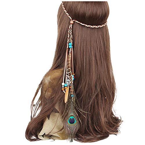 hahuha Ornamente Frauen Band Haar Headwea Bohemian Haar Hoop Kopf Kette 1111 Armband (Blau, Einheitsgröße) von hahuha