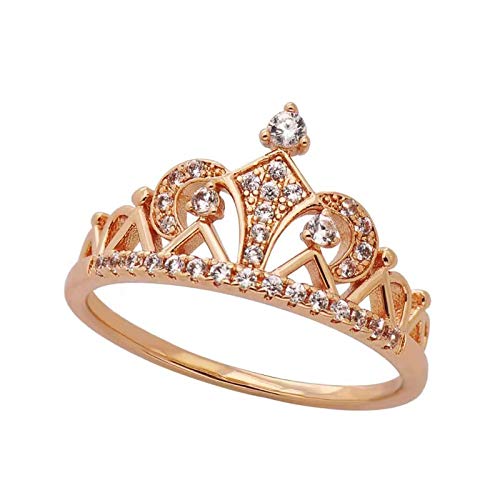 hahuha Ringe für Herren Set Ring Krone 510 Kupfer Damengröße Eleganter Temperament Ring Antragsringe Fingerspitzenringe für Frauen, 34, Kupfer, Kein Edelstein von hahuha