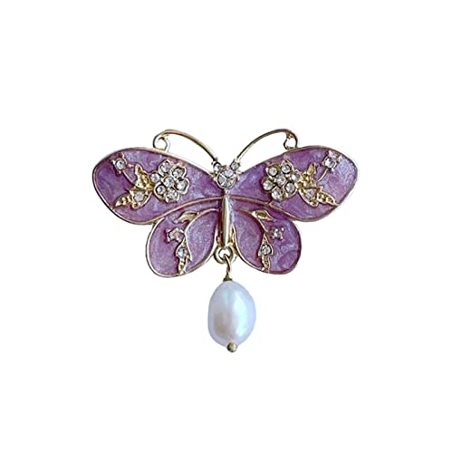 hahuha You Tried Pin Emaille Tropfen Öl Schmetterling Brosche Süßwasser Perle Brosche Legierung Zubehör Damen Corsage Hemd Pin, violett, Einheitsgröße, Brosche, Corsage, Emaille von hahuha