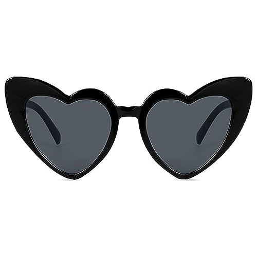 Haierdidi Retro Herz Sonnenbrille - Fashion Herzform Sunglasses, Vintage Herzbrille für Damen, Sonnenschutz, Trendige Weiß (Schwarz) von haierdidi