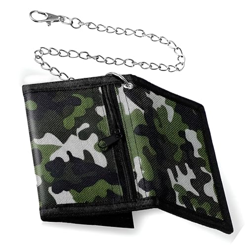 haierdidi Slim Geldbeutel Kinder，Faltbare Dreifache Kinder Portemonnaie Portemonnaie Mit Kette Clip Geldbeutel Jungen Kinder Portemonnaie Jungen Teenager Geldbörse Jungs- Camo Grün von haierdidi