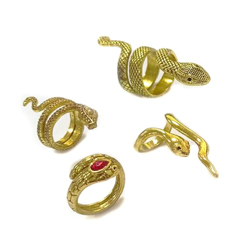 haierdidi snake ring, punk Schlange Ring Set Vintage schlangenring schlangen Legierungsring für Frauen und herren silber (4er Pack) (Gold) von haierdidi
