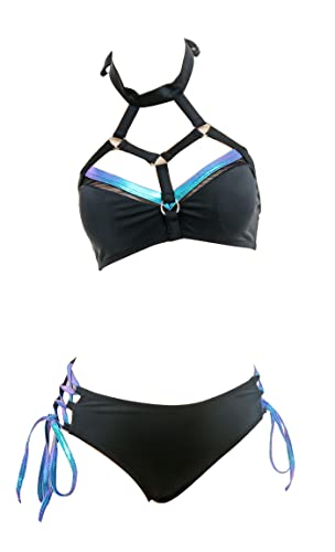 haikyuu Damen-Bikini, Anime-Stil, japanischer Cartoon-Badeanzug, Schwarz (EN), Large von haikyuu