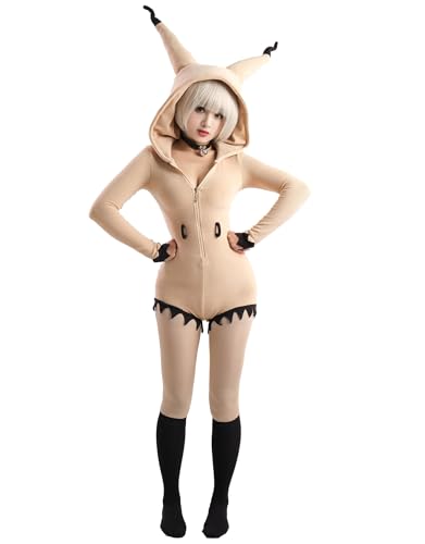 haikyuu Damen Strampler mit Choker und Socken Onesie Pyjama Bodysuit Anime Cosplay Kostüm, Khaki, L von haikyuu