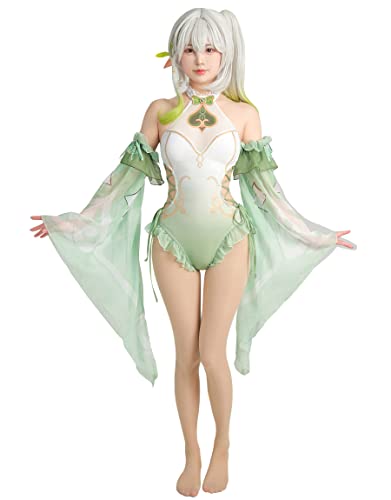 haikyuu Damen-Badeanzug, Anime-Derivative, einteilig, Neckholder, seitliche Schnürung, Bademode, Body, Badeanzug mit Ärmeln, Grün , S von haikyuu