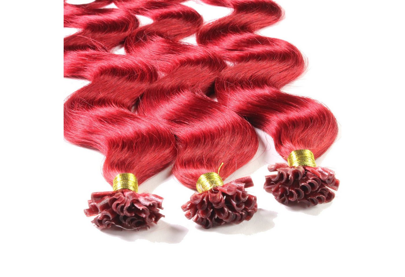hair2heart Echthaar-Extension Bonding Extensions gewellt #0/44 Rot-Intensiv 0.5g 60cm von hair2heart