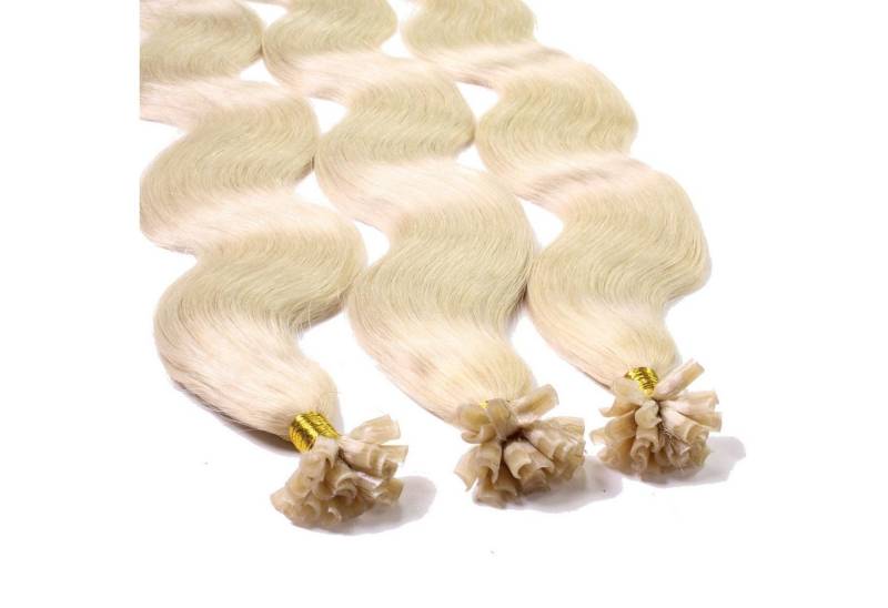 hair2heart Echthaar-Extension Bonding Extensions gewellt #10/0 Hell-Lichtblond 0.5g 60cm von hair2heart