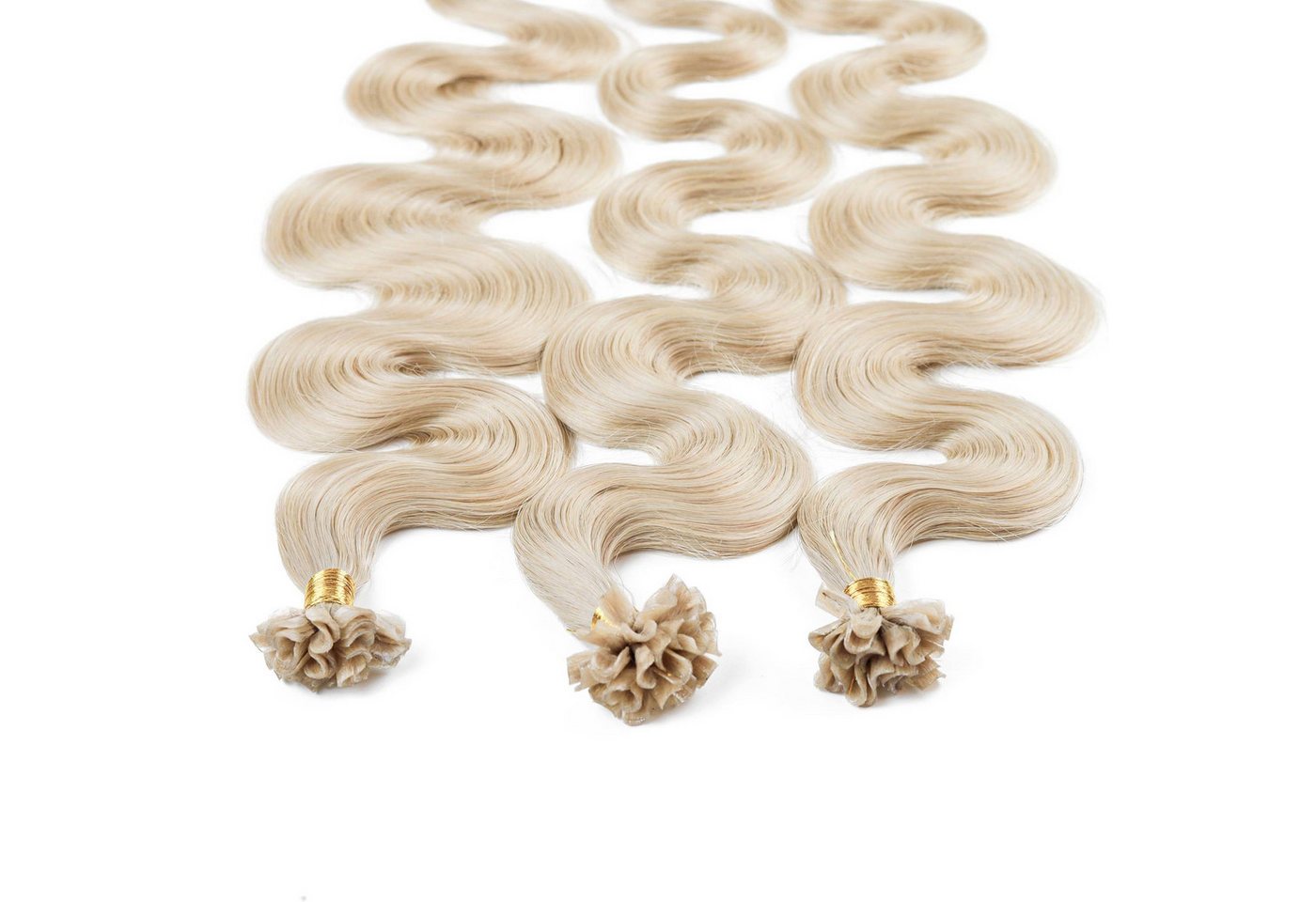 hair2heart Echthaar-Extension Bonding Extensions gewellt #10/1 Hell-Lichtblond Asch 0.5g 40cm von hair2heart