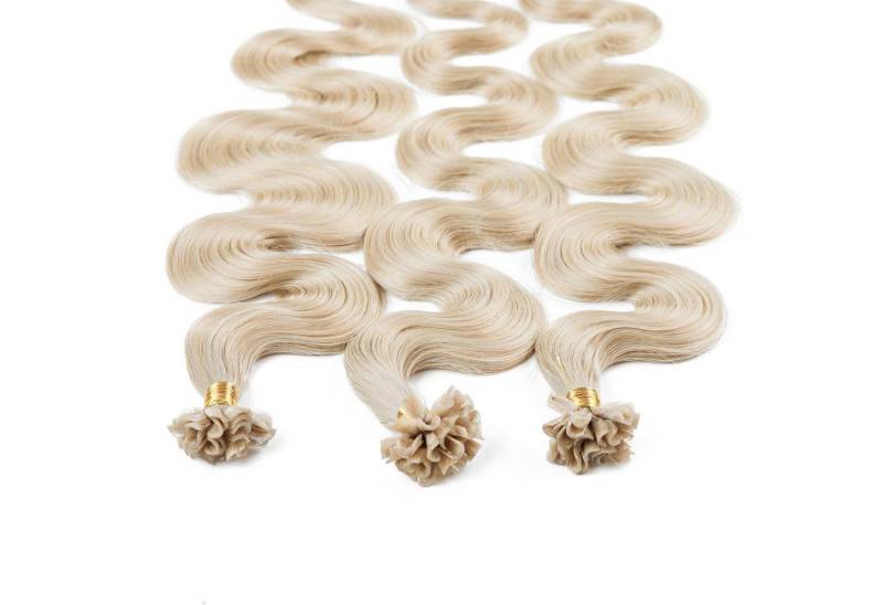 hair2heart Echthaar-Extension Bonding Extensions gewellt #10/1 Hell-Lichtblond Asch 0.5g 50cm von hair2heart