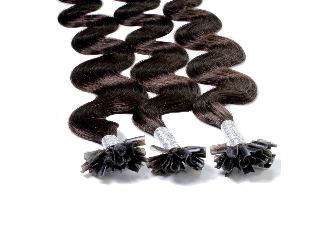 hair2heart Echthaar-Extension Bonding Extensions gewellt #5/0 Hellbraun 0.5g 50cm von hair2heart