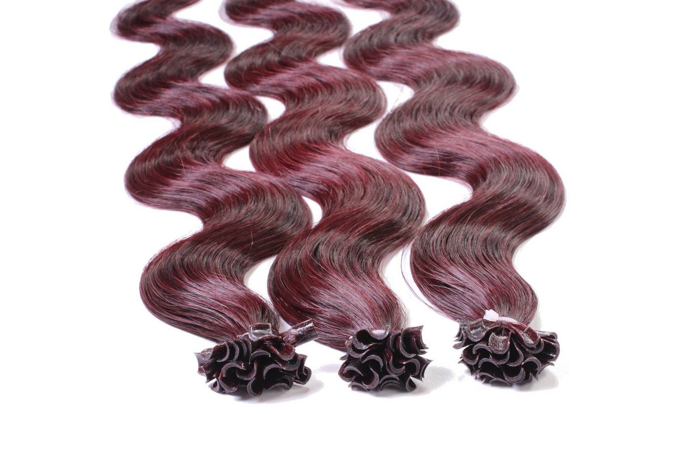 hair2heart Echthaar-Extension Bonding Extensions gewellt #55/66 Hellbraun Violett 0.5g 60cm von hair2heart