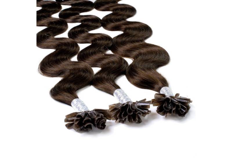 hair2heart Echthaar-Extension Bonding Extensions gewellt #6/3 Dunkelblond Gold 1g 60cm von hair2heart
