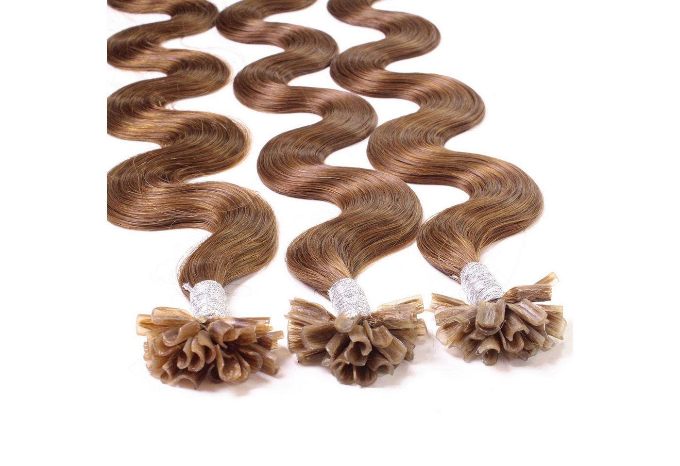 hair2heart Echthaar-Extension Bonding Extensions gewellt #8/03 Hellblond Natur-Gold 1g 60cm von hair2heart