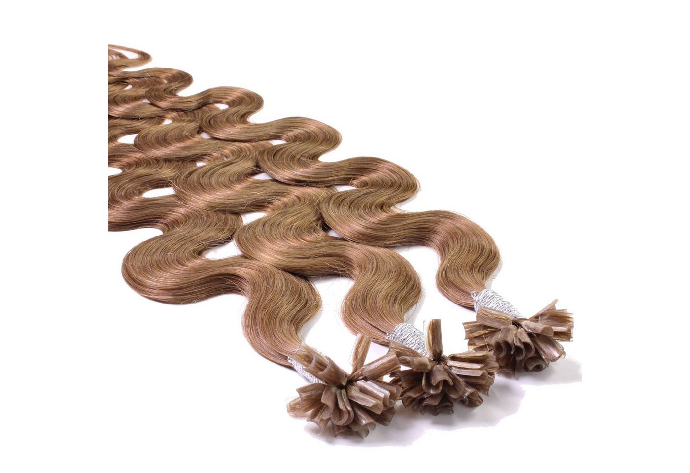 hair2heart Echthaar-Extension Bonding Extensions gewellt #8/1 Hellblond Asch 0.5g 50cm von hair2heart