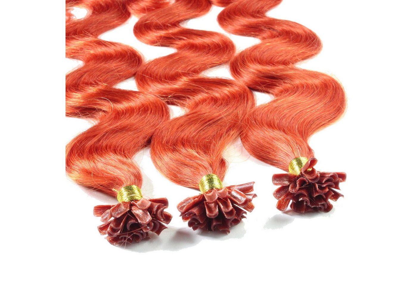 hair2heart Echthaar-Extension Bonding Extensions gewellt #8/43 Hellblond Rot-Gold 0.5g 40cm von hair2heart