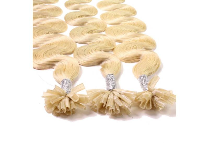 hair2heart Echthaar-Extension Bonding Extensions gewellt #9/0 Lichtblond 0.5g 40cm von hair2heart