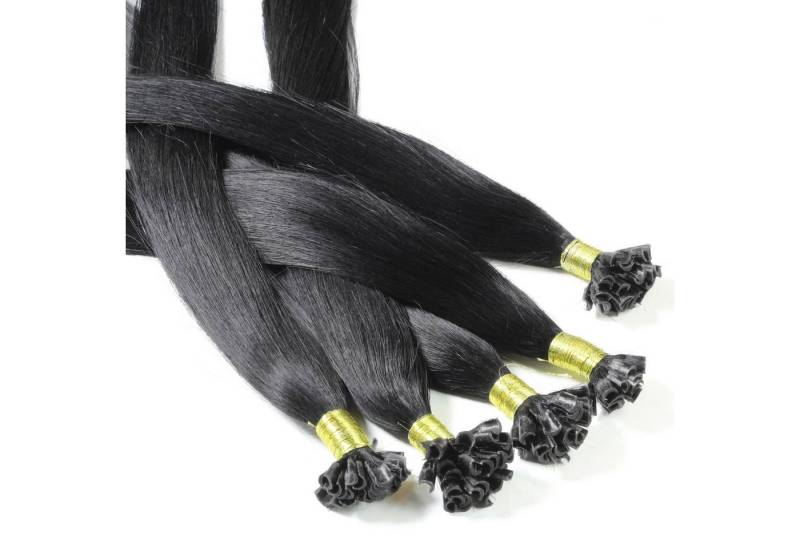 hair2heart Echthaar-Extension Bonding Extensions - glatt #2/0 Schwarz 0.5g 30cm von hair2heart