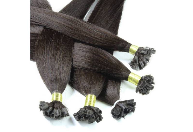 hair2heart Echthaar-Extension Bonding Extensions - glatt #5/0 Hellbraun 0.5g 50cm von hair2heart