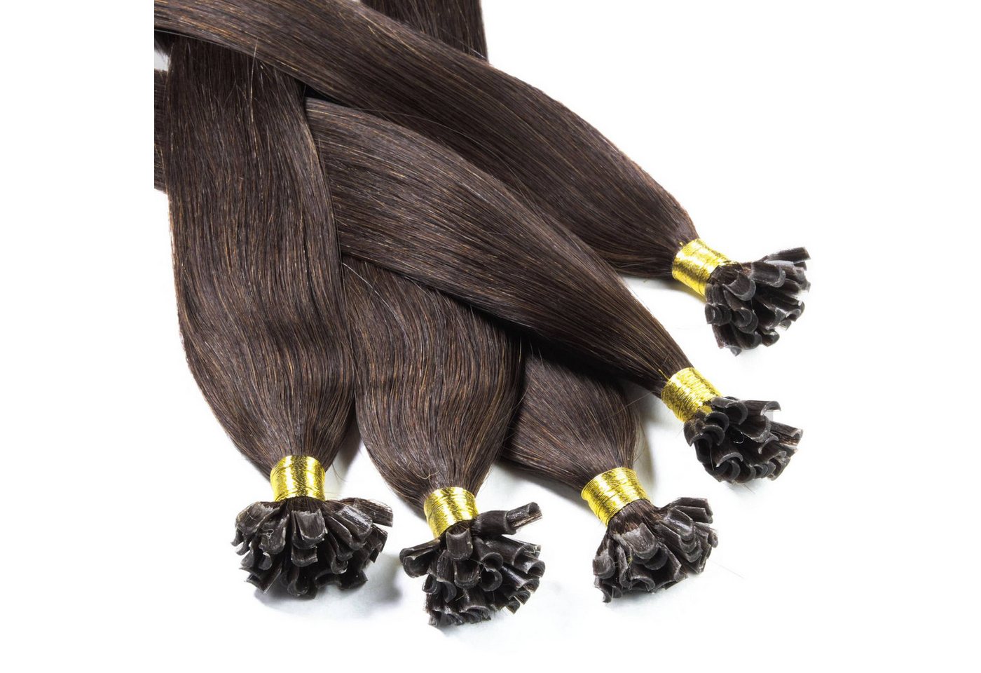 hair2heart Echthaar-Extension Bonding Extensions - glatt #6/3 Dunkelblond Gold 0.5g 60cm von hair2heart