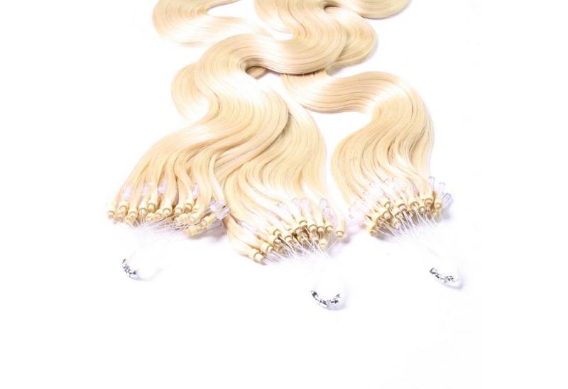 hair2heart Echthaar-Extension Microring Loops - gewellt #10/0 Hell-Lichtblond 0.5g 60cm von hair2heart