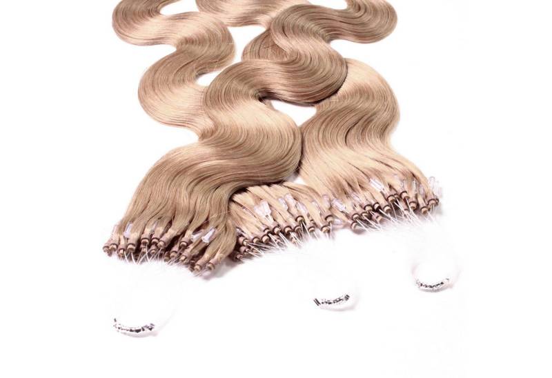 hair2heart Echthaar-Extension Microring Loops - gewellt #8/01 Hellblond Natur-Asch 0.5g 50cm von hair2heart