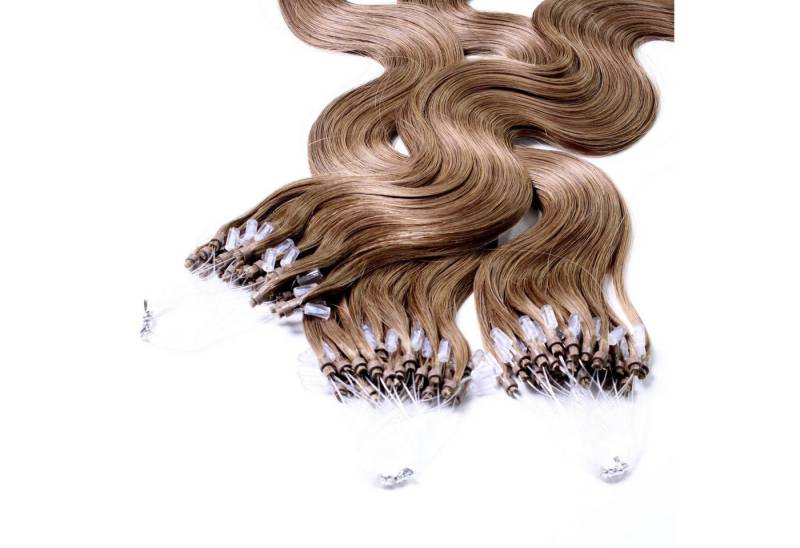 hair2heart Echthaar-Extension Microring Loops - gewellt #8/1 Hellblond Asch 0.5g 60cm von hair2heart