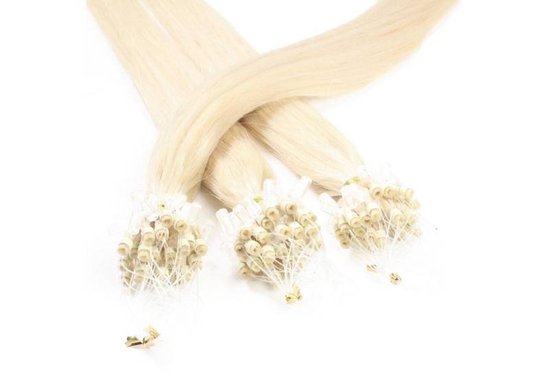 hair2heart Echthaar-Extension Microring Loops - glatt #10/0 Hell-Lichtblond 0.5g 40cm von hair2heart