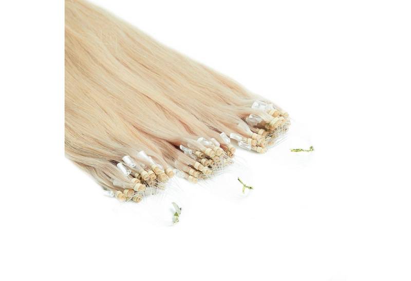 hair2heart Echthaar-Extension Microring Loops - glatt #10/1 Hell-Lichtblond Asch 0.5g 60cm von hair2heart