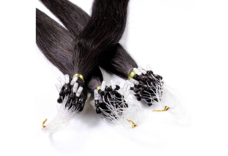 hair2heart Echthaar-Extension Microring Loops - glatt #4/0 Dunkelbraun 0.5g 40cm von hair2heart