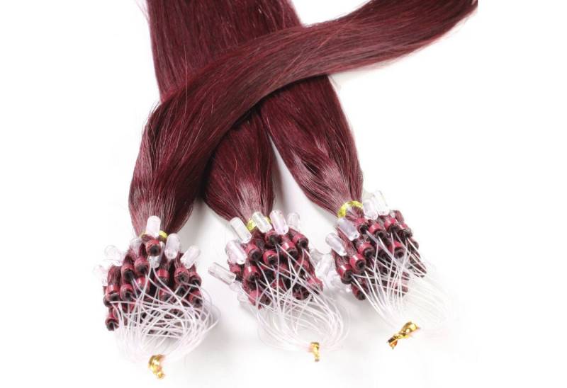 hair2heart Echthaar-Extension Microring Loops - glatt #55/66 Hellbraun Violett 1g 40cm von hair2heart