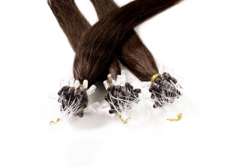 hair2heart Echthaar-Extension Microring Loops - glatt #6/3 Dunkelblond Gold 0.5g 40cm von hair2heart