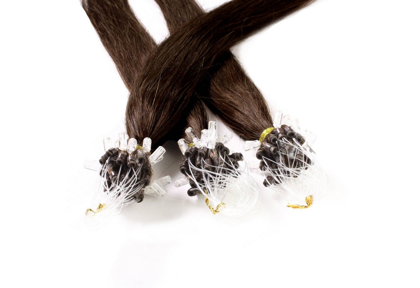 hair2heart Echthaar-Extension Microring Loops - glatt #6/3 Dunkelblond Gold 0.5g 60cm von hair2heart