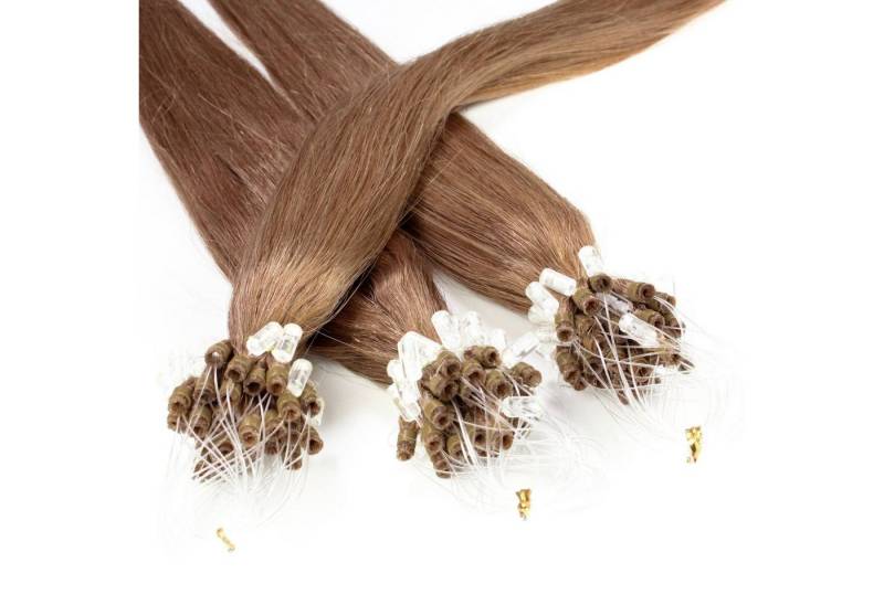 hair2heart Echthaar-Extension Microring Loops - glatt #8/1 Hellblond Asch 0.5g 40cm von hair2heart