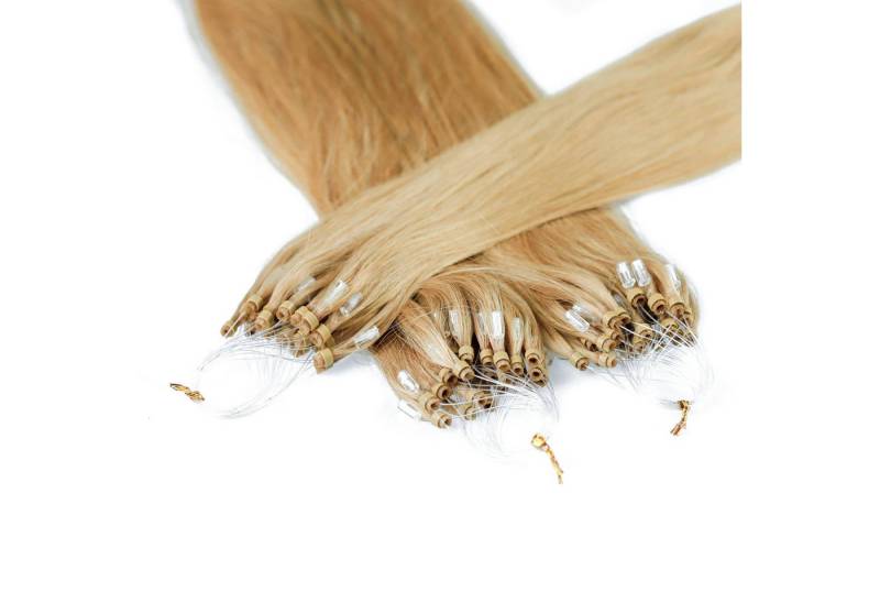 hair2heart Echthaar-Extension Microring Loops - glatt #9/31 Lichtblond Gold-Asch 0.5g 40cm von hair2heart
