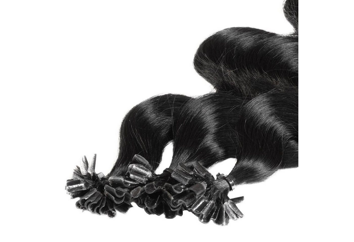 hair2heart Echthaar-Extension Premium Bondings gewellt #2/0 Schwarz 40cm von hair2heart
