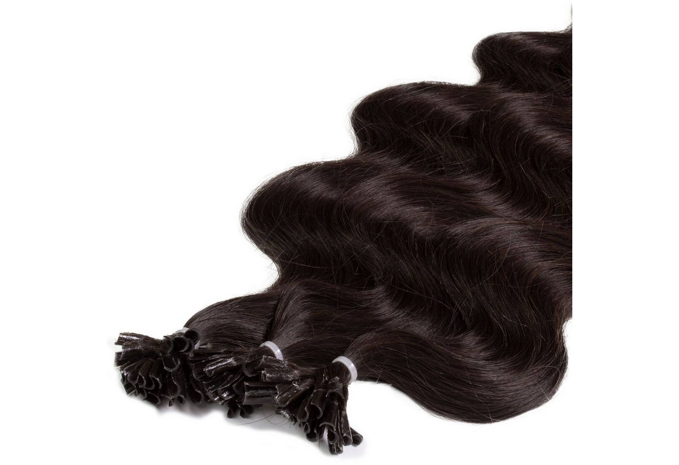 hair2heart Echthaar-Extension Premium Bondings gewellt #5/0 Hellbraun 40cm von hair2heart