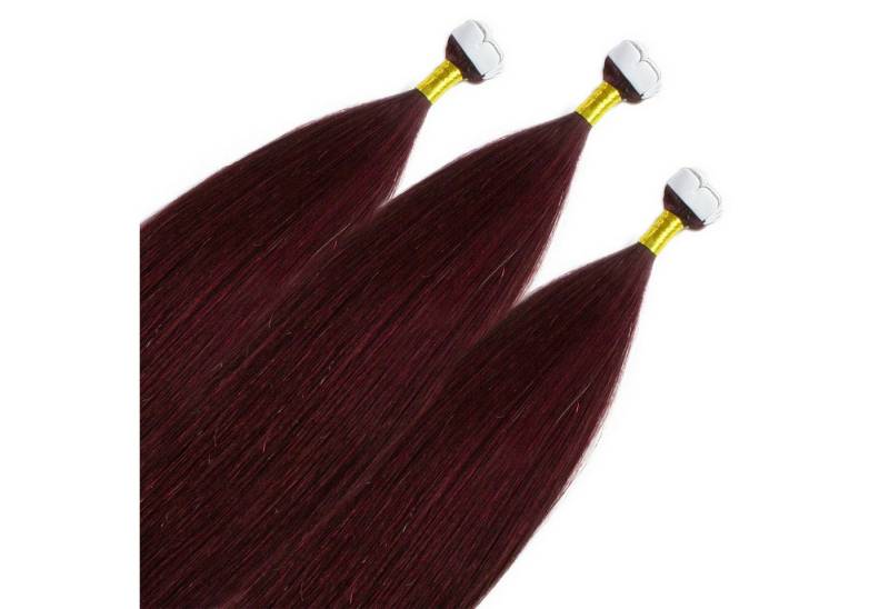hair2heart Echthaar-Extension Premium Mini Tape Extensions #55/66 Hellbraun Violett 40cm von hair2heart