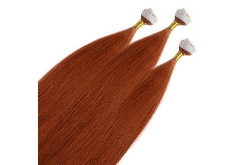 hair2heart Echthaar-Extension Premium Mini Tape Extensions #8/43 Hellblond Rot-Gold 40cm von hair2heart