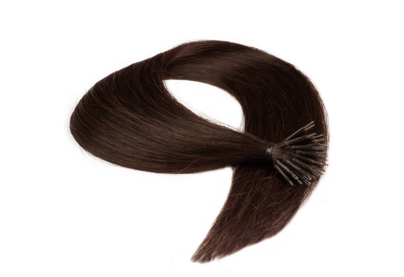 hair2heart Echthaar-Extension Premium Nanoring Extensions #4/77 Mittelbraun Intensiv 40cm von hair2heart