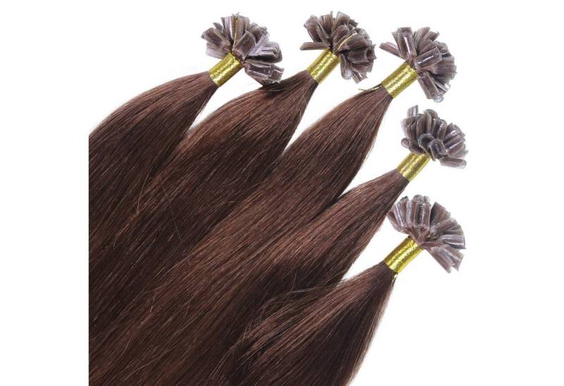 hair2heart Echthaar-Extension Premium Remy Bonding Extensions #4/77 Mittelbraun Intensiv 40cm von hair2heart