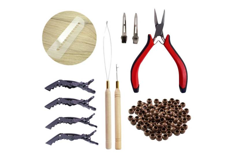 hair2heart Echthaar-Extension Starter Set für Nanoring Extensions Braun von hair2heart